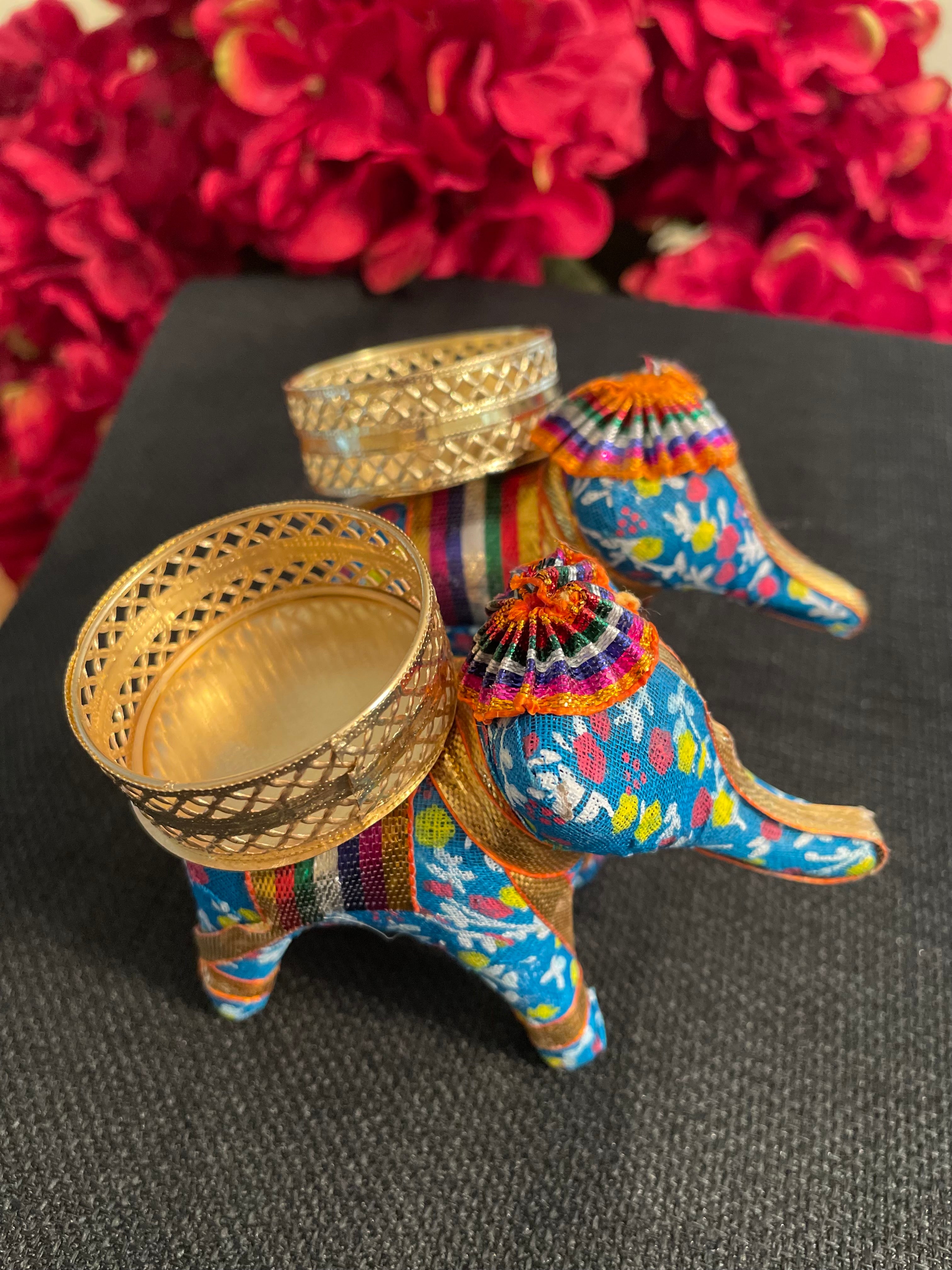 Elephant LED  Candle Holder Set of 2