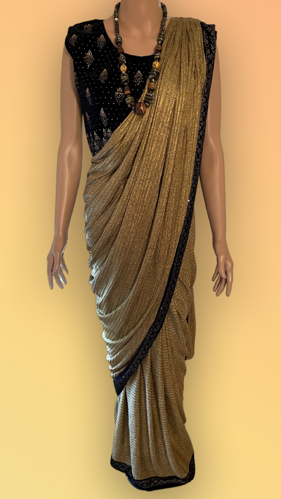 Pre Sticthed Ready to Wear Saree (Beige Color)