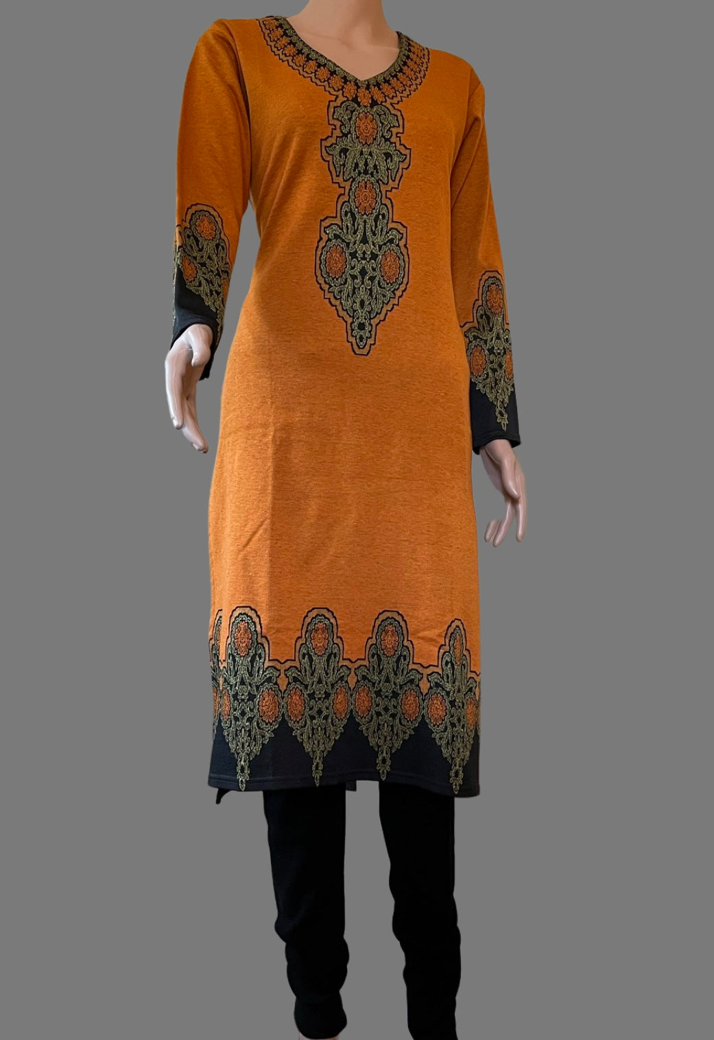 Buy ELTHIA Woollen Acrylic Women Kurti For Winter Wear |Woolen Long  Straight Solid Kurti -Brown at Amazon.in